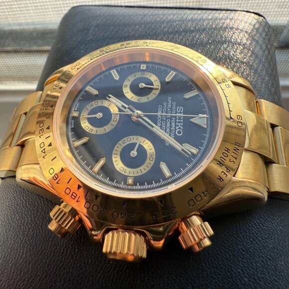 seiko mod custom gold daytona style Vk63 chronograph watch - Picture 4 of 4